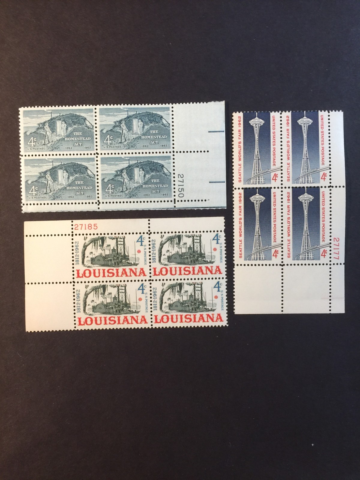 USA, 1196, 1197, 1198, PLATE BLOCKS, MINT, NH, VINTAGE COLLECTION