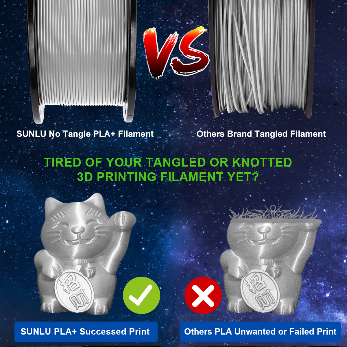 [BUY 4 GET 2 FREE,ADD 6 TO CART] SUNLU PLA META PLA+ PETG SILK ABS Filament 1KG