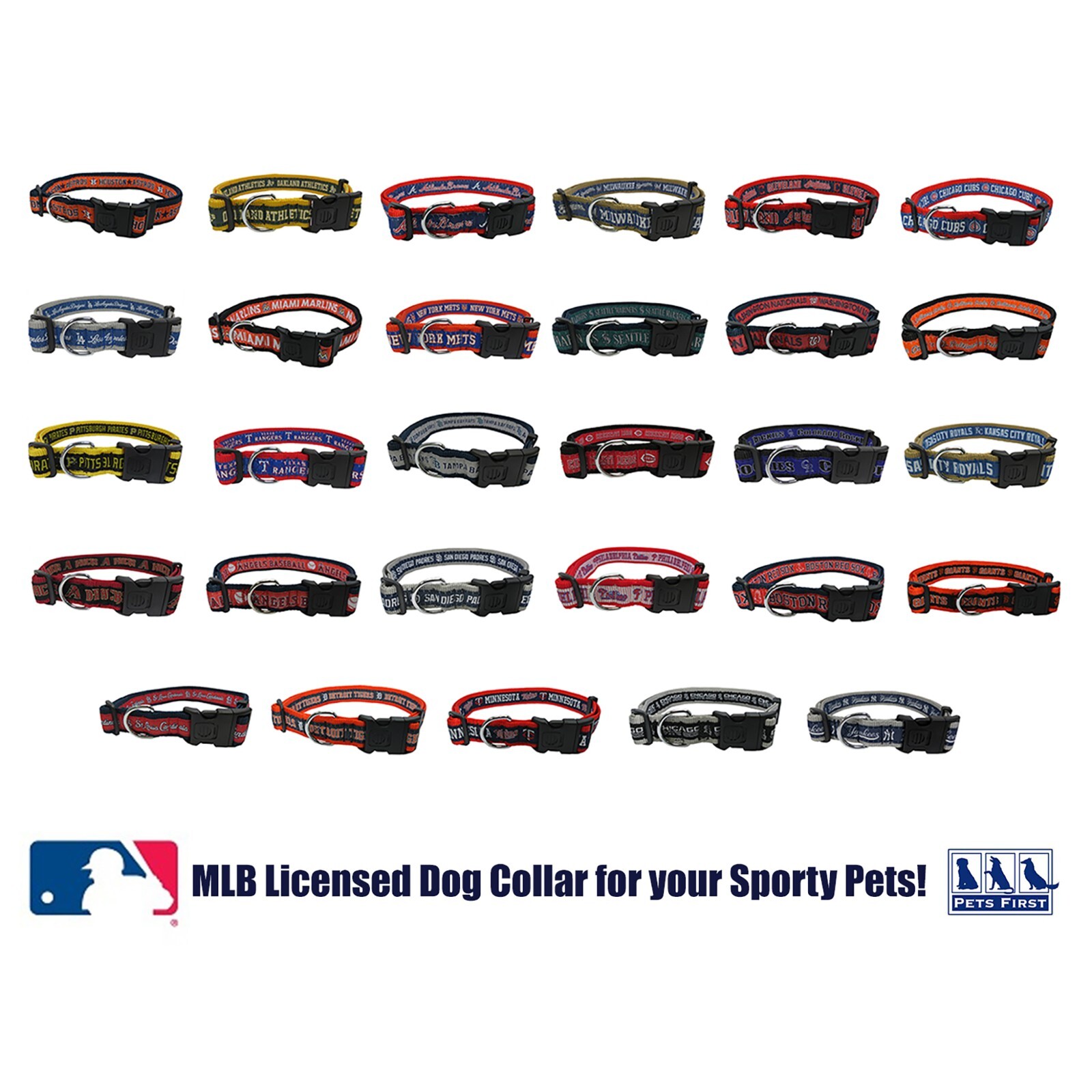 Pets First MLB Collars Heavy Duty Durable & Adjustable Dog Collar & Cat Collar