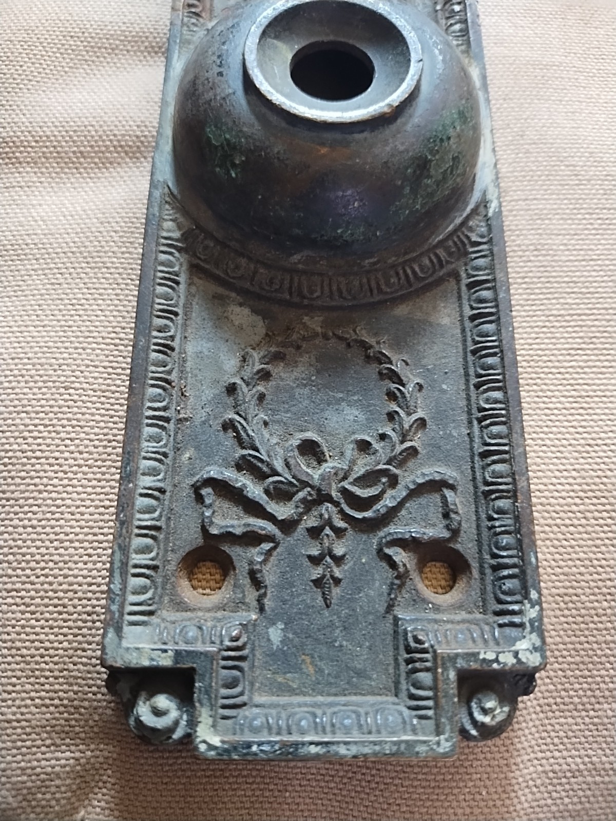 Antique Chicago 1745 Solid Bronze Ornate Victorian Doorbell Plate