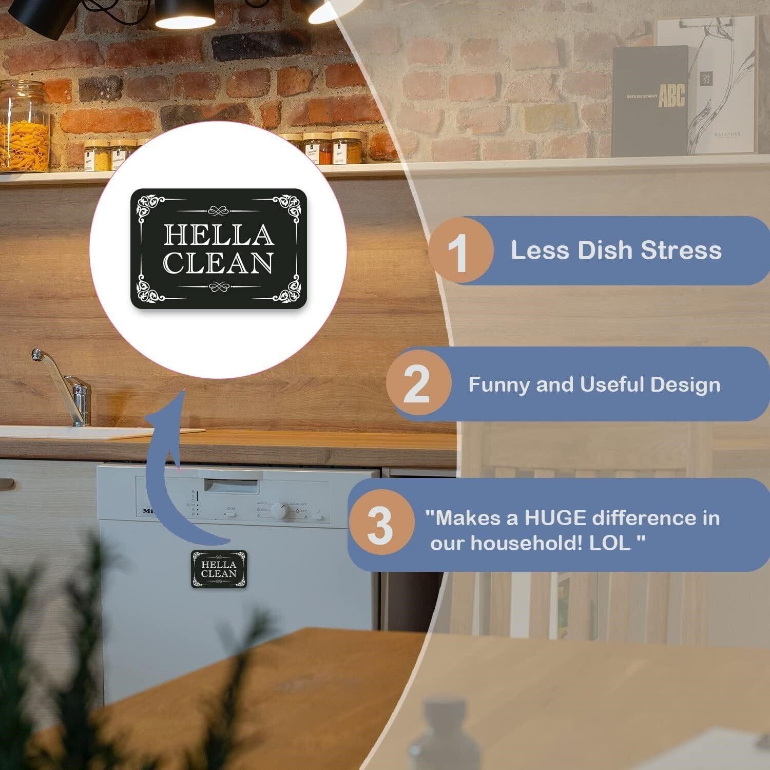 Dishwasher Magnet "Hella Clean" "Dirty AF" works on ALL dishwashers