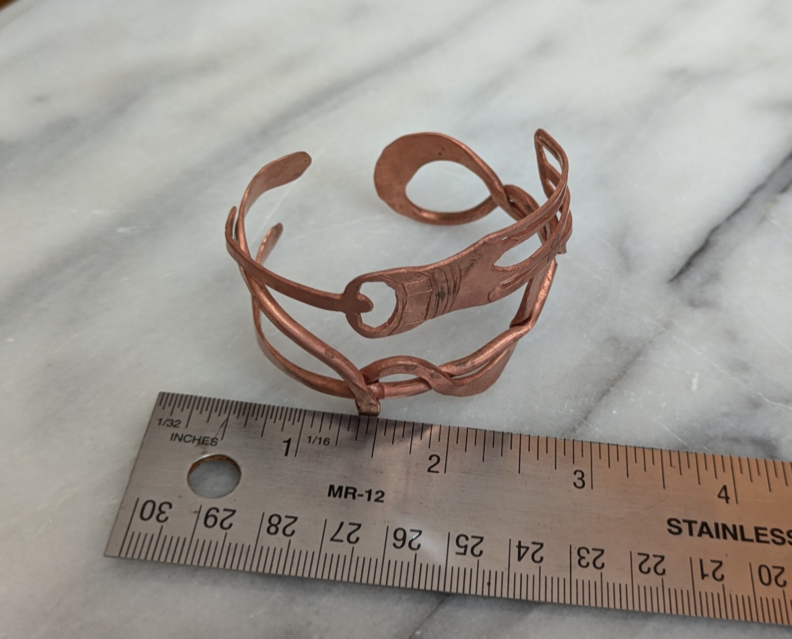 artisan, hand-crafted Copper bracelet unique screwdriver design, one of a kind