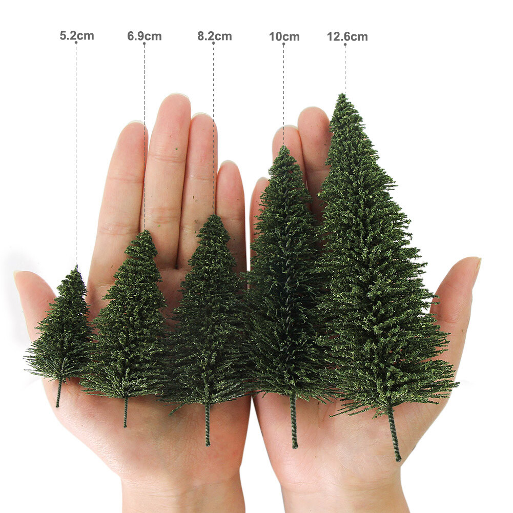 20pcs Model Pine Trees O Scale 1:50 Green Pines Model Railroad Layout 12.5cm