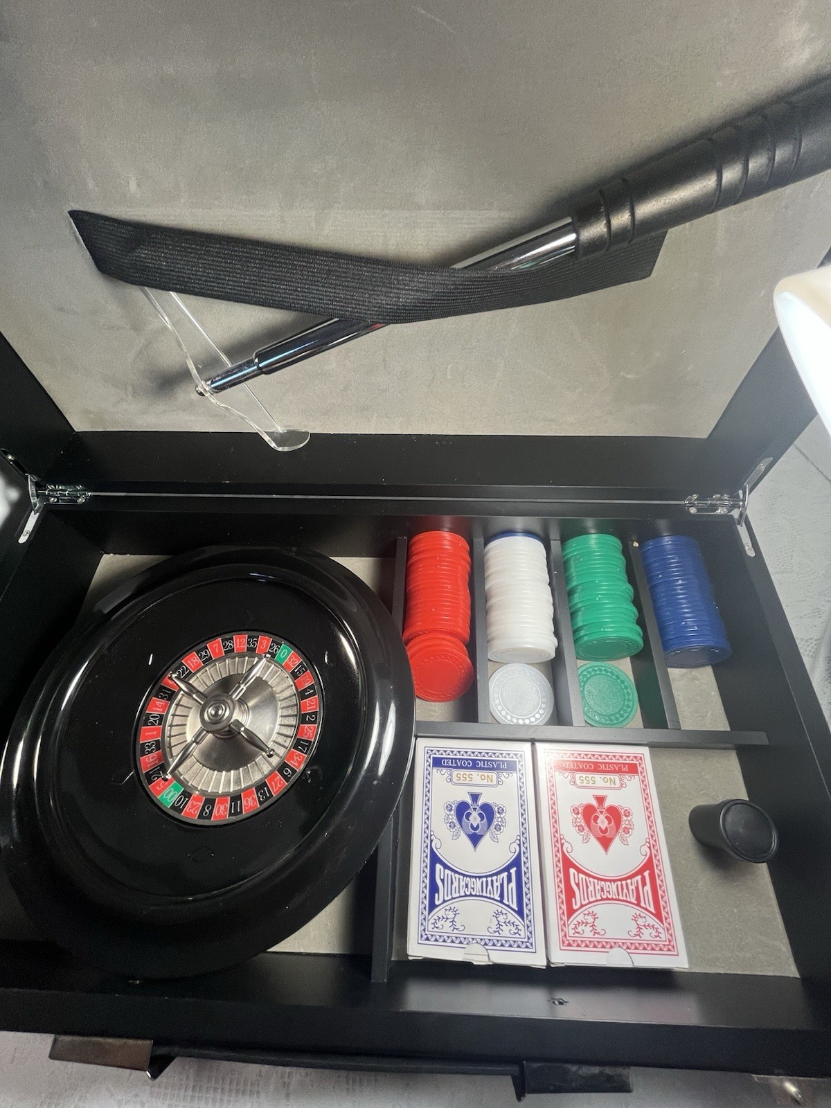 Roulette Casino Game Set w/ Wheel, Felt Layout, Chips & Cards Tabletop Gambling