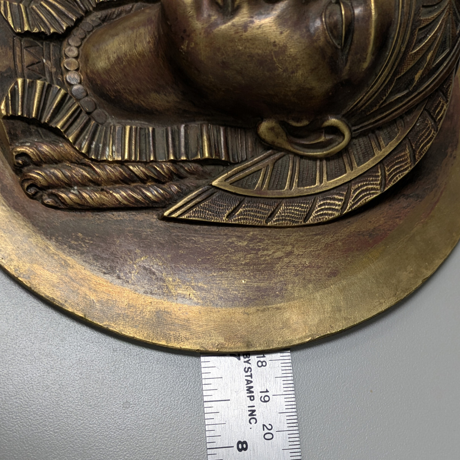 P.E. Guerin NY Egyptian Pharaoh Bust Brass Wall Plaque 7” Egypt