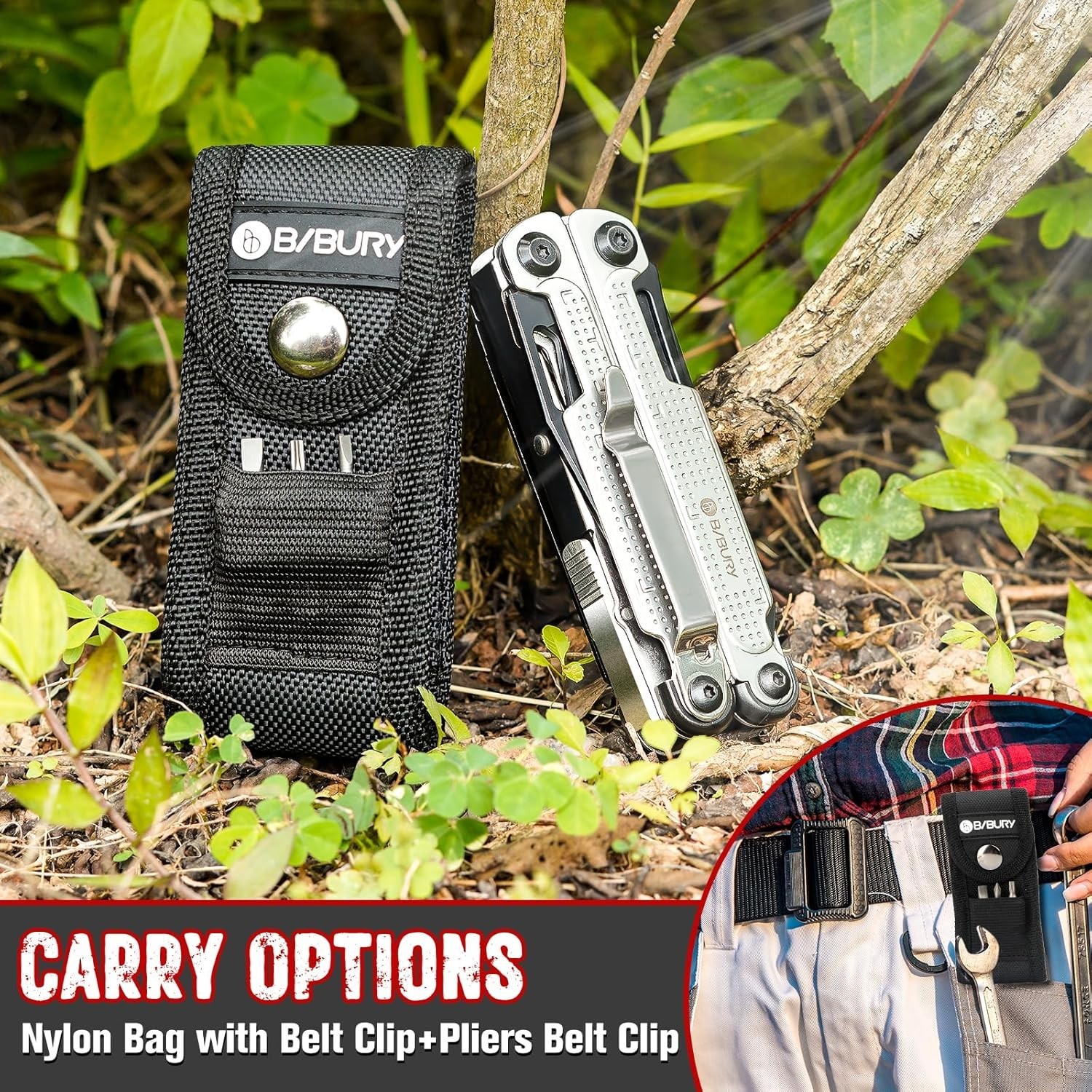 BIBURY Multitool Pliers Stainless Steel Multi Tool Rope Cutter Screwdriver Fold