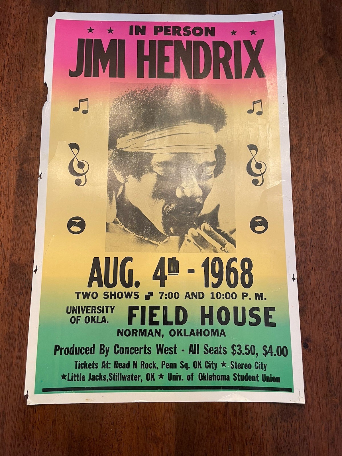 Original Vintage? Jimi Hendrix Concert Poster 1968 14”x22” *see Description*