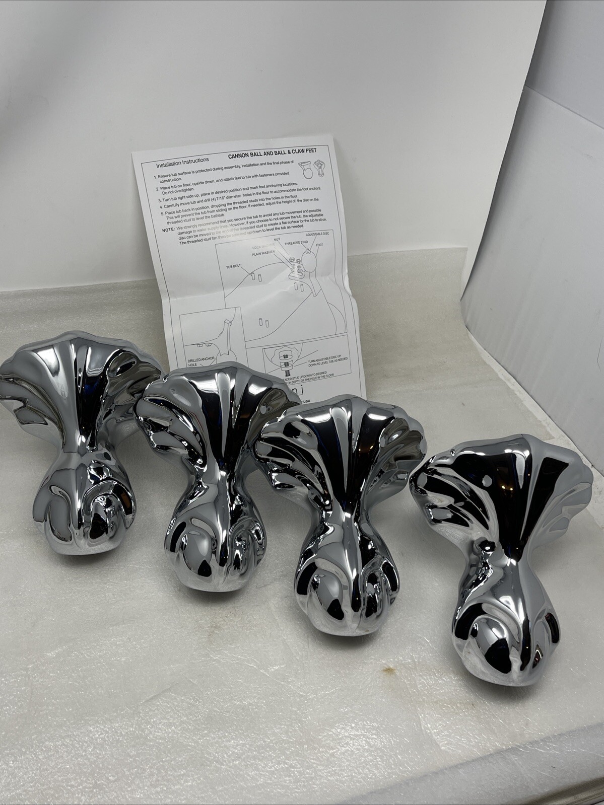 Giagni Ball And Claw Clawfoot Bathtub Tub Feet, Polished Chrome On Brass