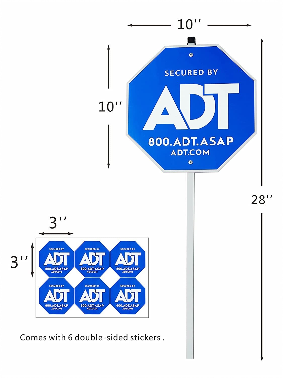 Yard Security Sign Heavy Duty Weather Proof Aluminum Stake 10"x28"