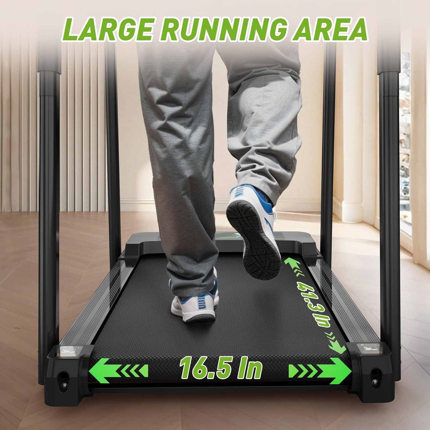 Walking Treadmill for Seniors with Extended Handrails & Deck APP Control 300 LBS