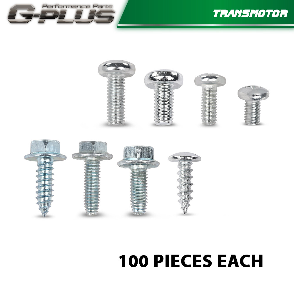 License Plate Screws (100 each/8 different) for Auto Dealers - Bulk quantity