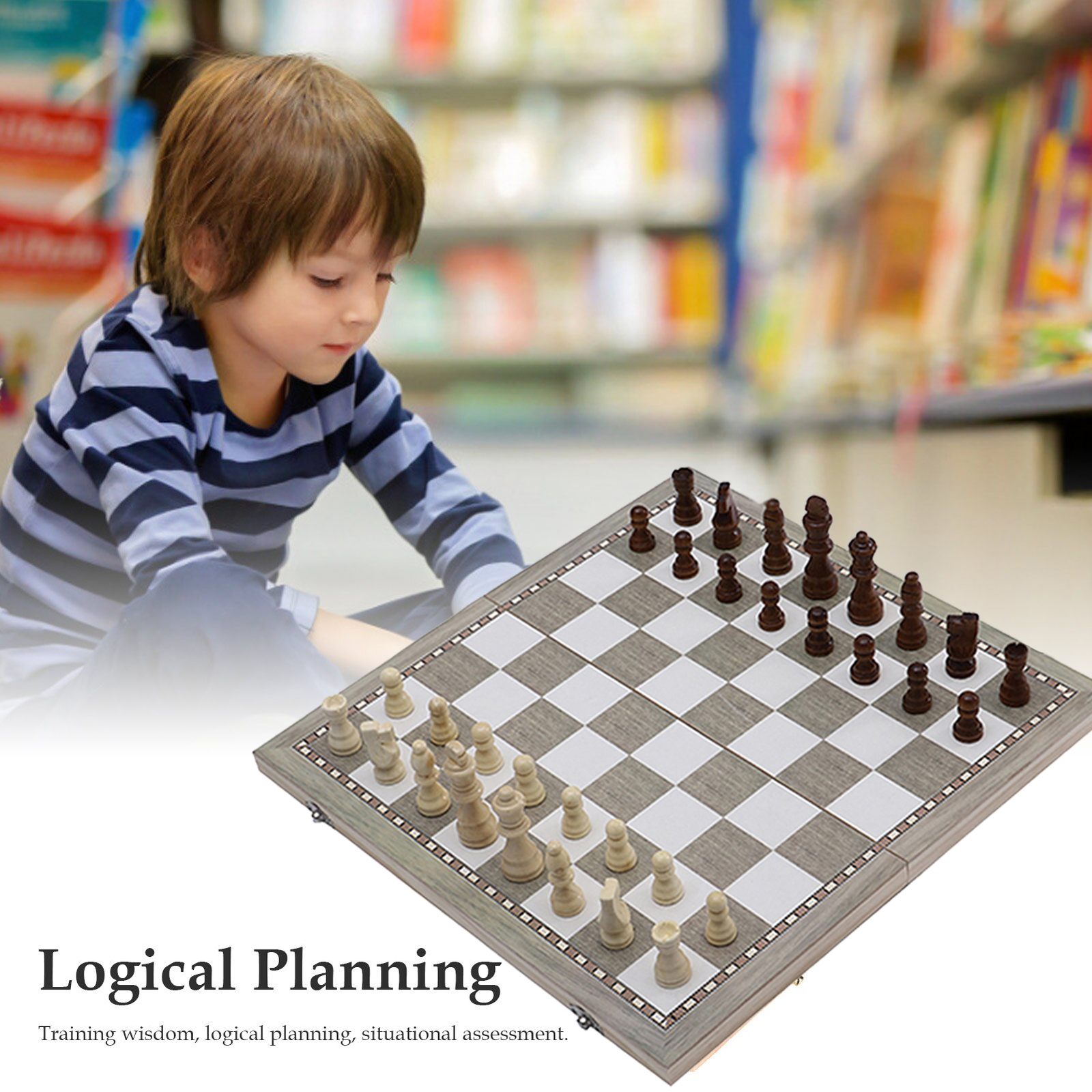 Chess Set Checkers Backgammon Chess Board Games for Kids Travel Game Set Ages 6+