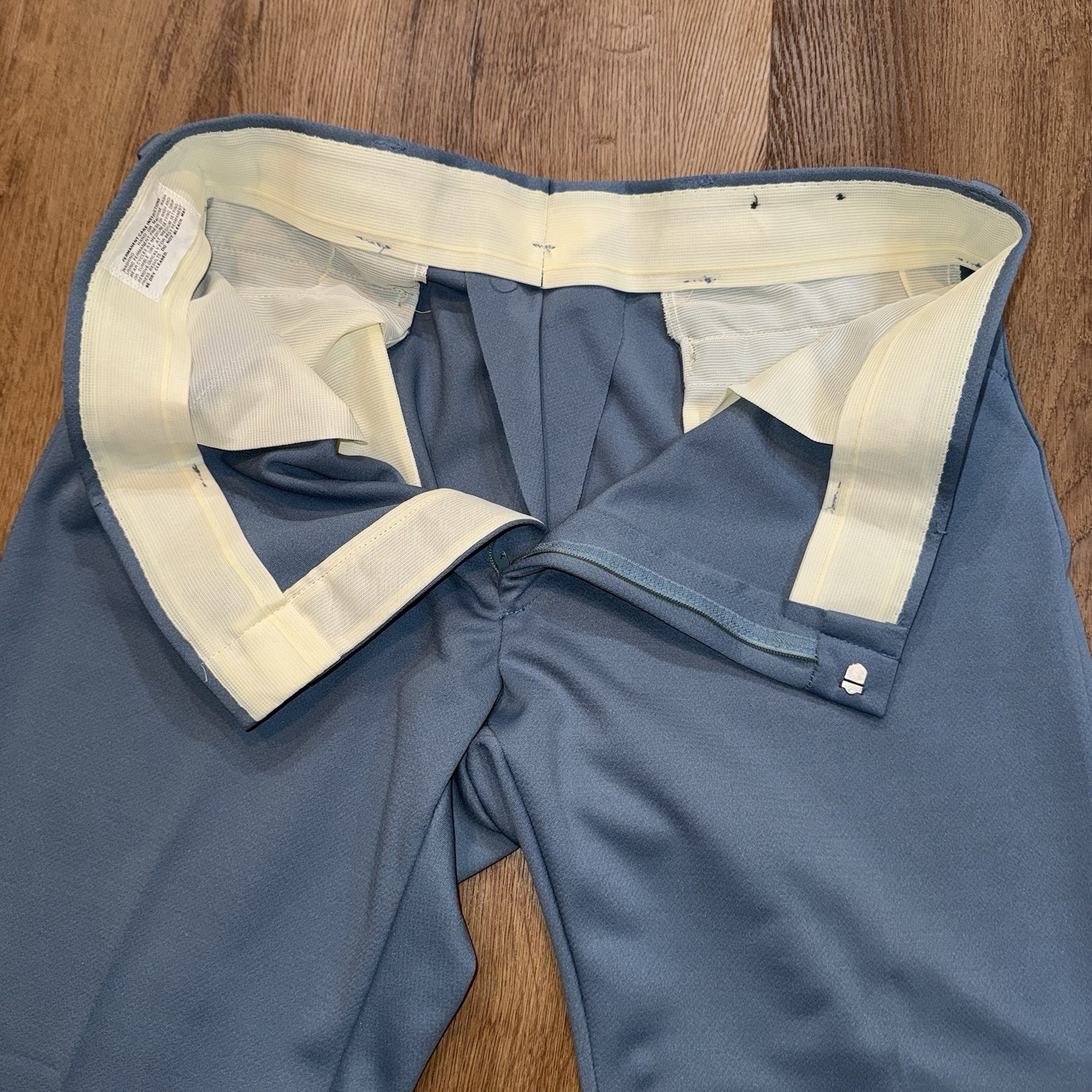 Haband Disco Pants Mens 40 28 Blue Polyester Leisure Suit Disco Mod Vtg 60s 70s