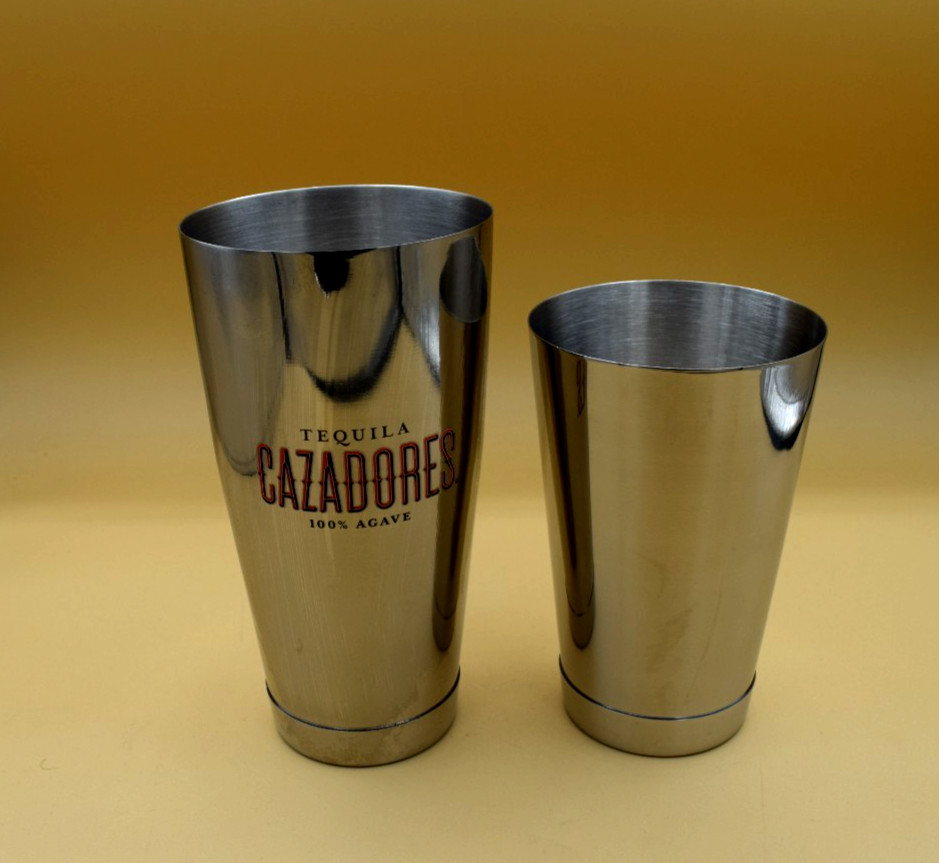 Tequila Cazadores Shaker 2 Pc Set Boston Style Cocktail Shakers Stainless Steel