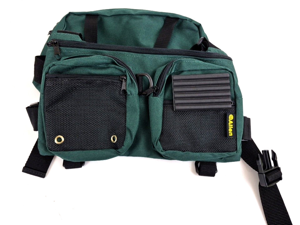 Allen Fly Fishing Waist Pack System Green Hip Pack w/ Side Pouches & Fly Patch