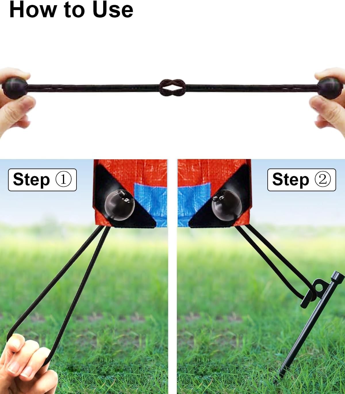 4" Inch Black Ball Bungee Bungie Cord Canopy Tarp Tie Downs Straps New Lot