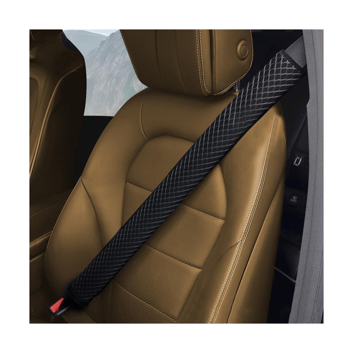 2PCS Extra Long Car Seat Belt Cover Soft Shoulder Strap Cushion Black