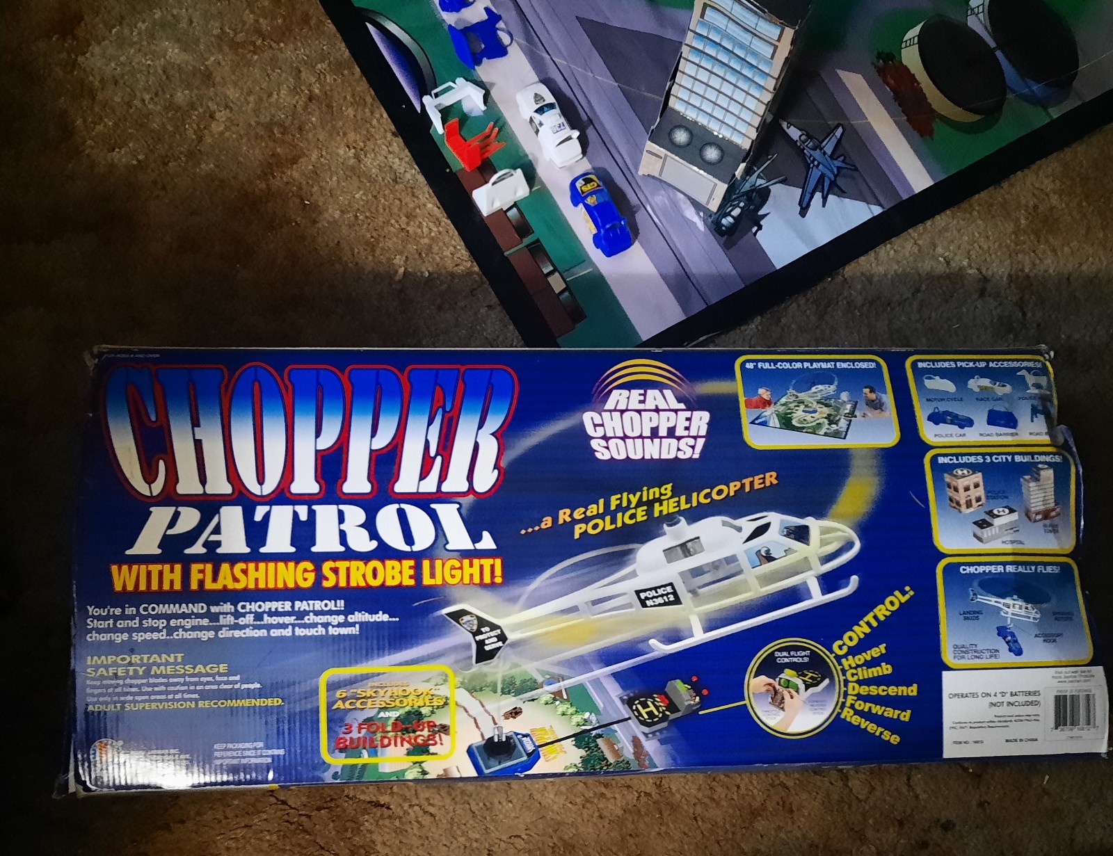 Chopper Patrol Battery Operated Flying Police Helicopter Playset Tested Working!