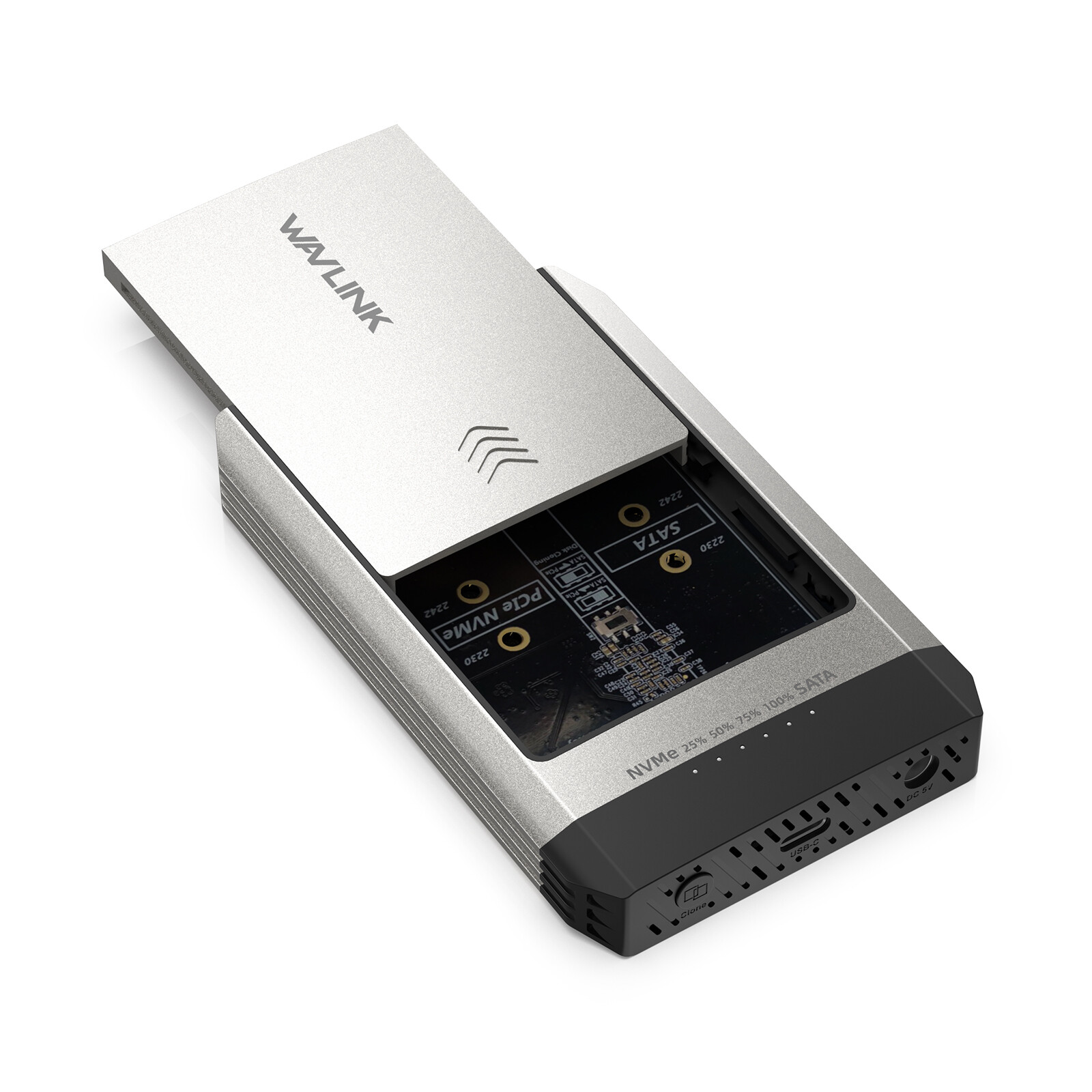 Dual-Bay Offline Clone M.2 SSD NVMe Cloner 10Gbps USB-C Hard Drives Enclosure