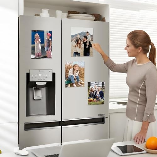 4 Pack Magnetic Picture Frames for Refrigerator, 5x7 5X7"- 4 Pack Clear