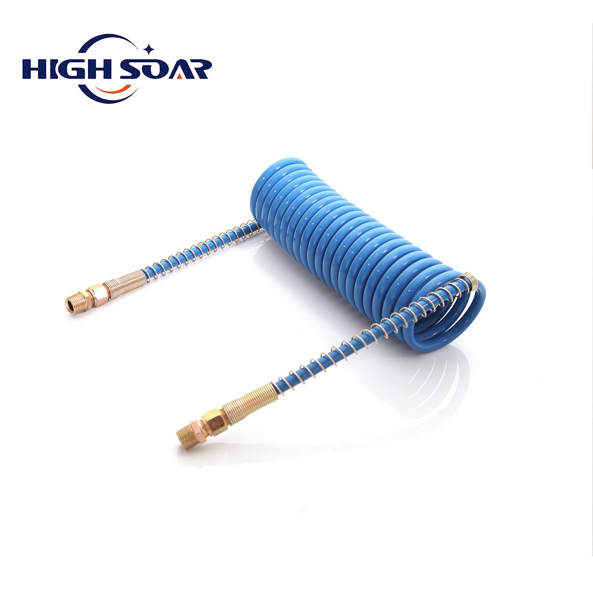 15FT Air Brake Line Coil Assembly Nylon Red & Blue Brass Fittings Semi Truck