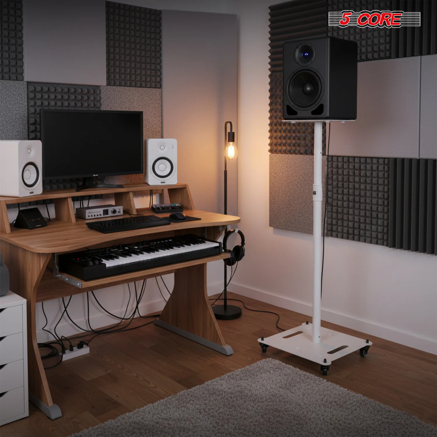 5Core Speaker Stand 2Pcs Heavy Duty Adjustable 61" DJ PA Stands 35mm w Wheels