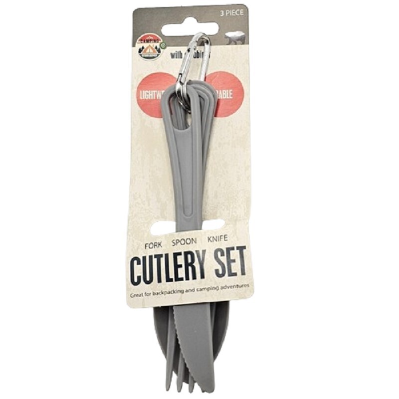 Camping Cutlery Utensil Set Carabiner Knife Fork Spoon Durable Reusable Hiking