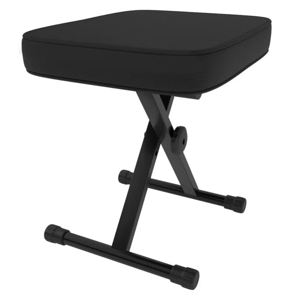 Folding Keyboard Stool with Thick Padded Seat, Non-Slip Feet, Black