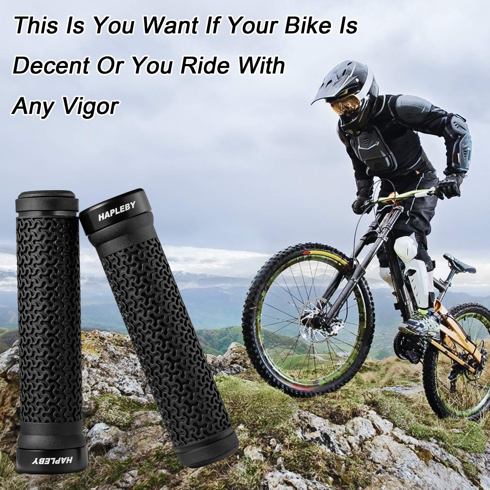 Premium Bike Handlebar Grips, Single Lock-on Professional Mountain Bicycle Ha...