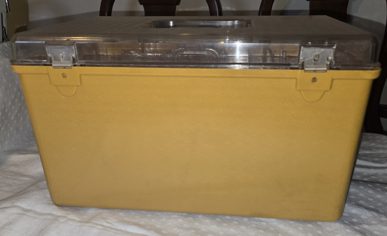 Wilson Wil-Hold Mustard Yellow Sewing Organizer, retro look, with Sewing Notions
