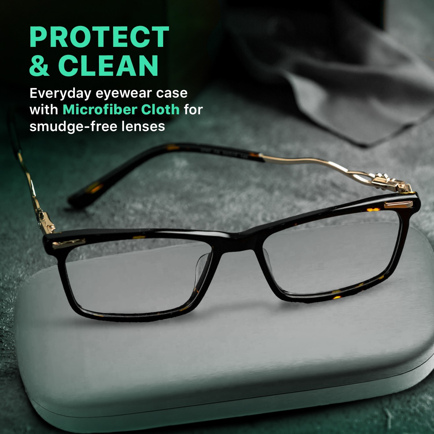 Hard Shell Glasses Case-Lightweight Large Eyeglass Holder with Microfiber Cloth