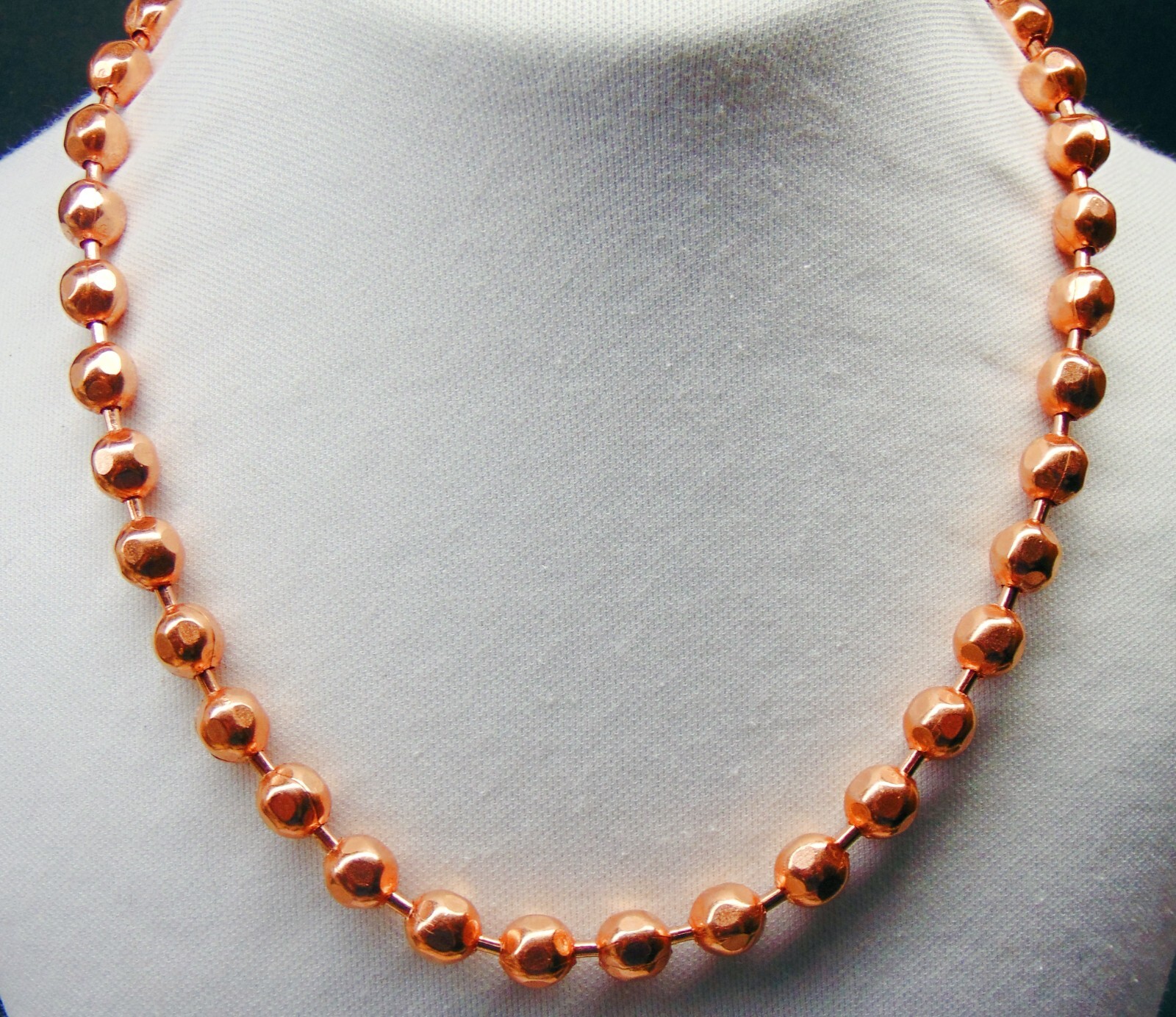 BULK Copper Ball CHAIN Faceted 6.3mm bead ~ Various Lengths + Connectors USA