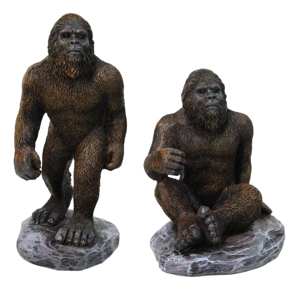 Set of 4 Forest Mythical Creature Sasquatch Big Foot Cryptid Apes Figurines