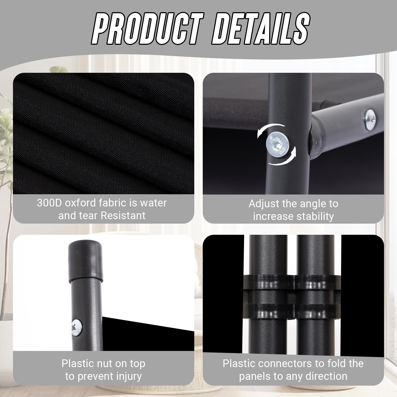 Indoor Room Divider, Portable Office Divider, Room Divider Wall Screen 3 Pane...