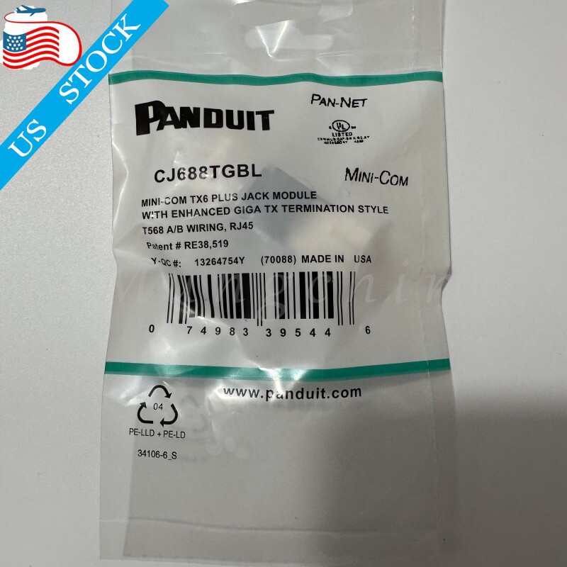 50PCS Panduit Giga TX Cat6 Network jack CJ688TGYL CJ688TGIW CJ688TGGR CJ688TGRD