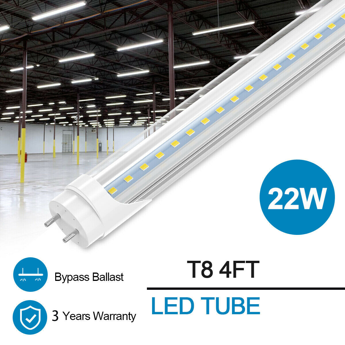 G13 T8 4 FT LED Shop Lights Bi-Pin 22W 28W LED Tube Light Bulbs 6500K Cool White