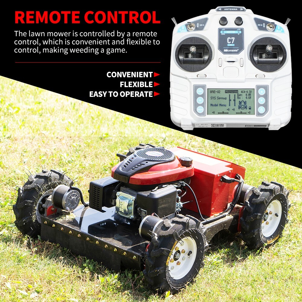 Free delivery 7.5 HP remote control lawn mower with adjustable cutting height