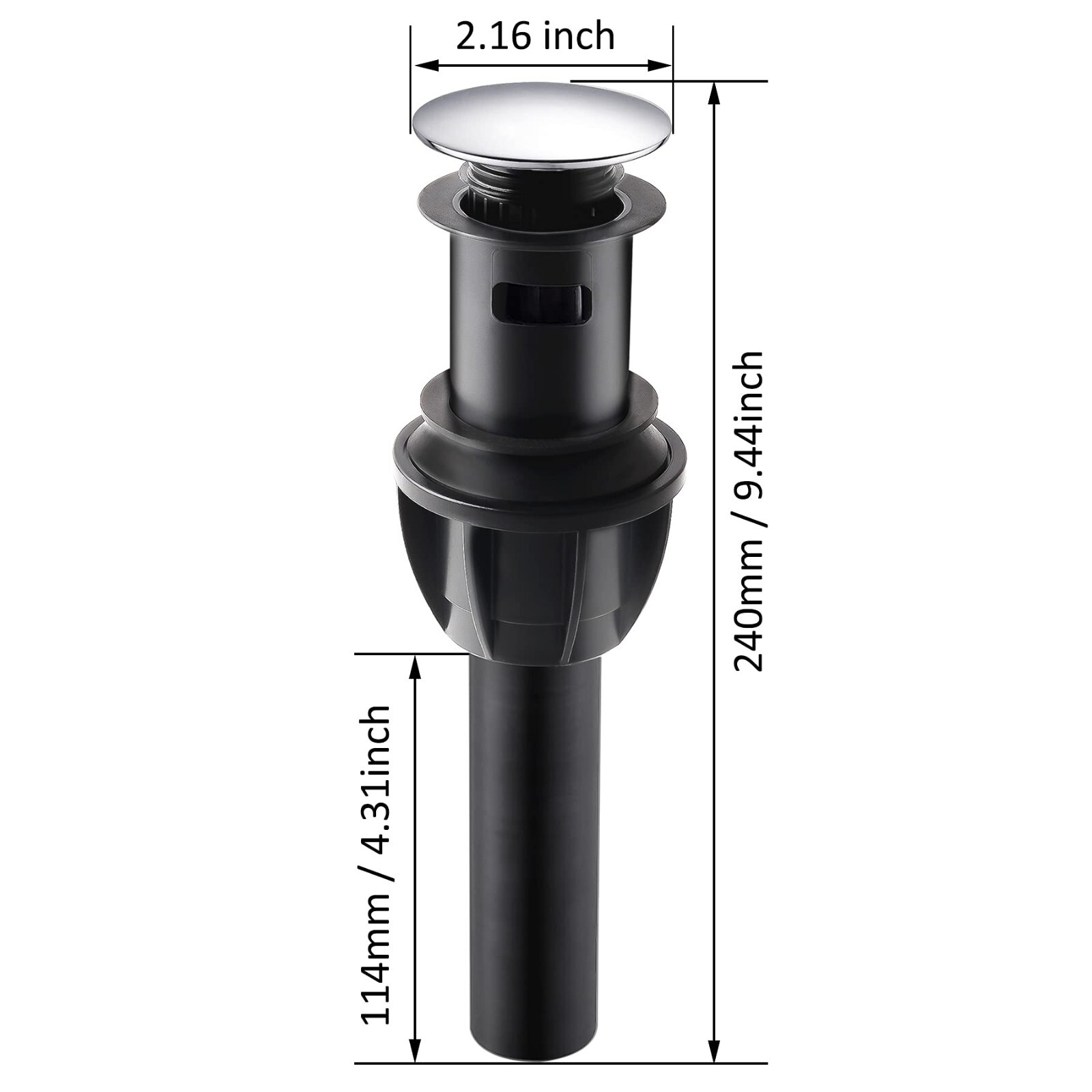 2Pack Push and Seal Pop-up Drain Stopper with Overflow Assembly Sink Drain Cover