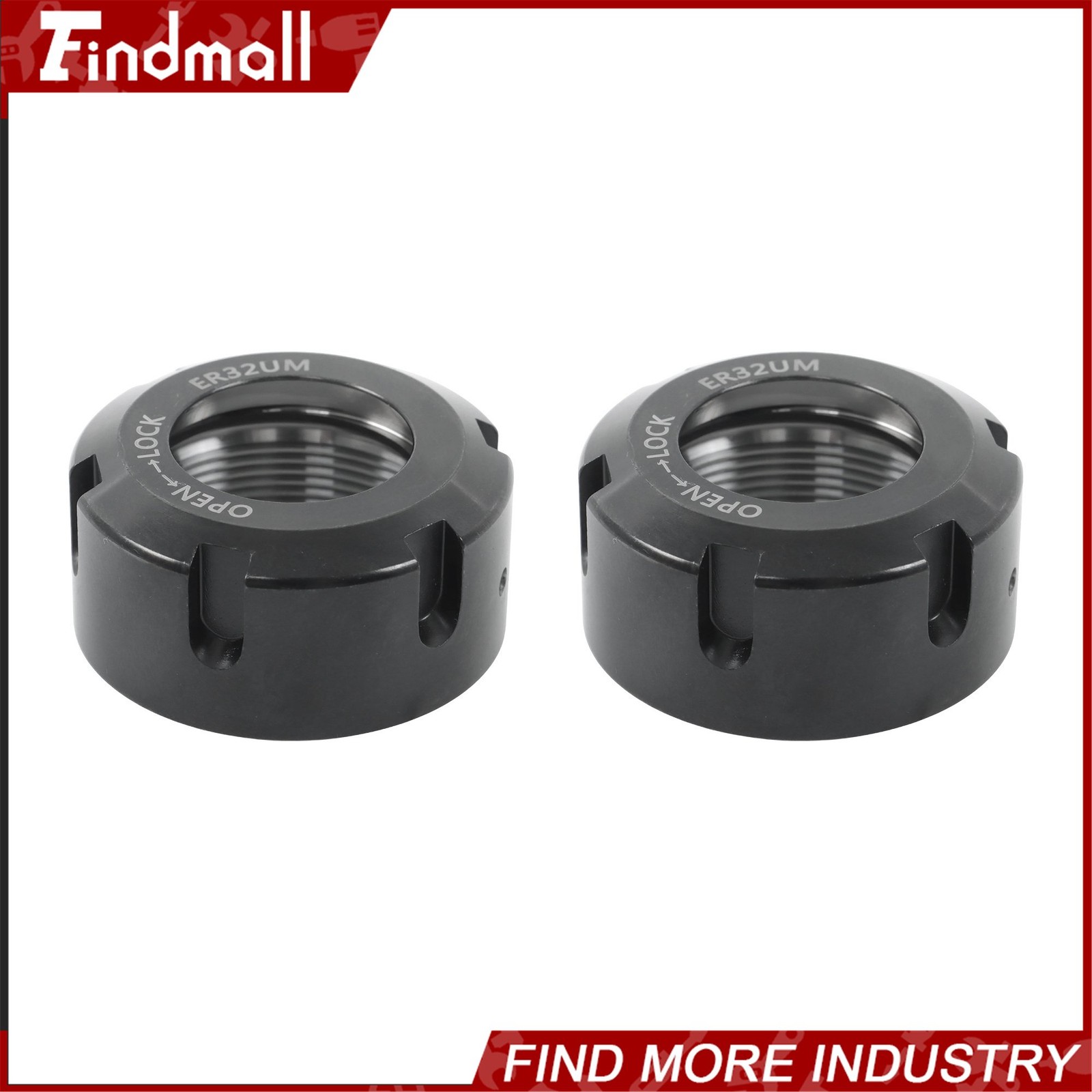 Findmall 2 Pack ER32UM Collet Nuts Ball Bearing Design for CNC Mill and Lathe