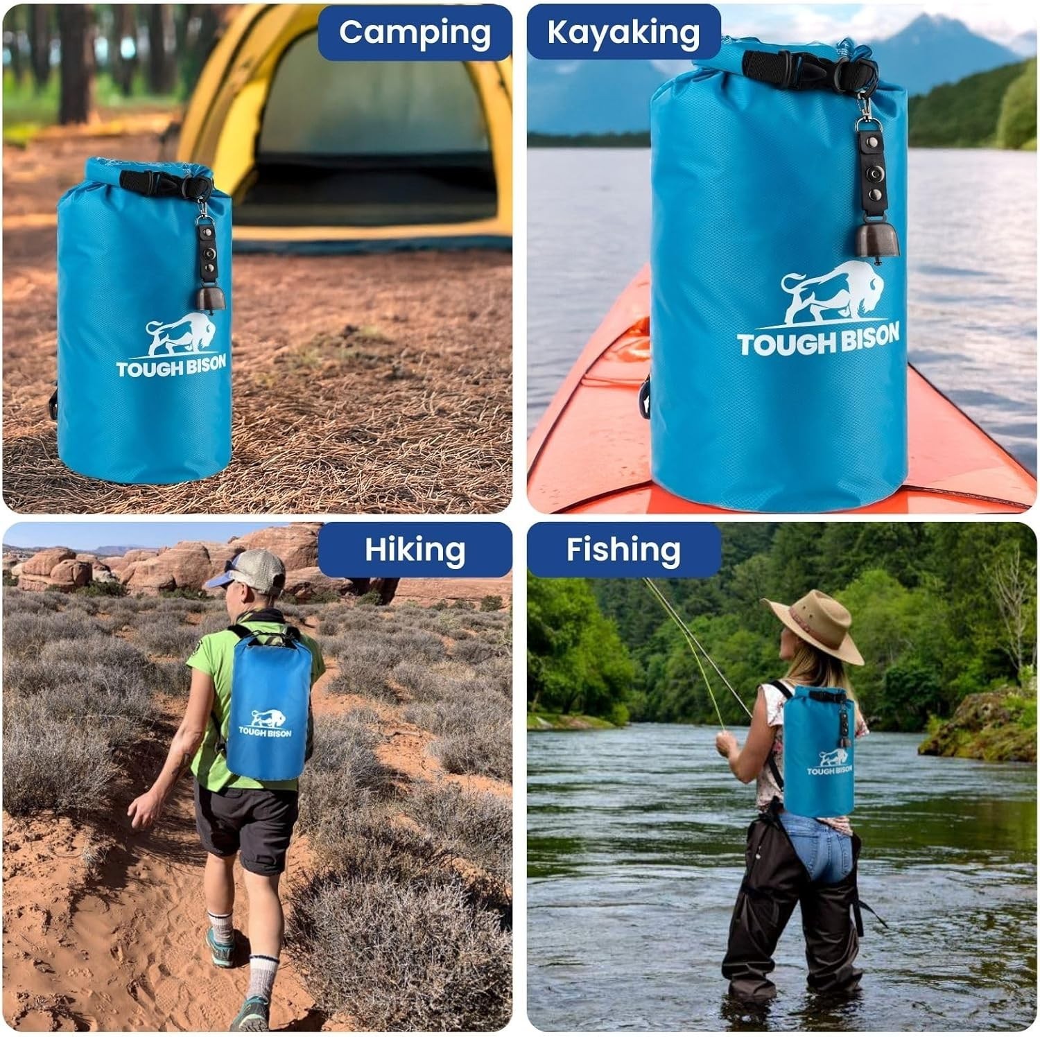 Bear Bag Hanging Kit 10L Waterproof Bear Proof Food Storage Bag, 2 Straps BLUE