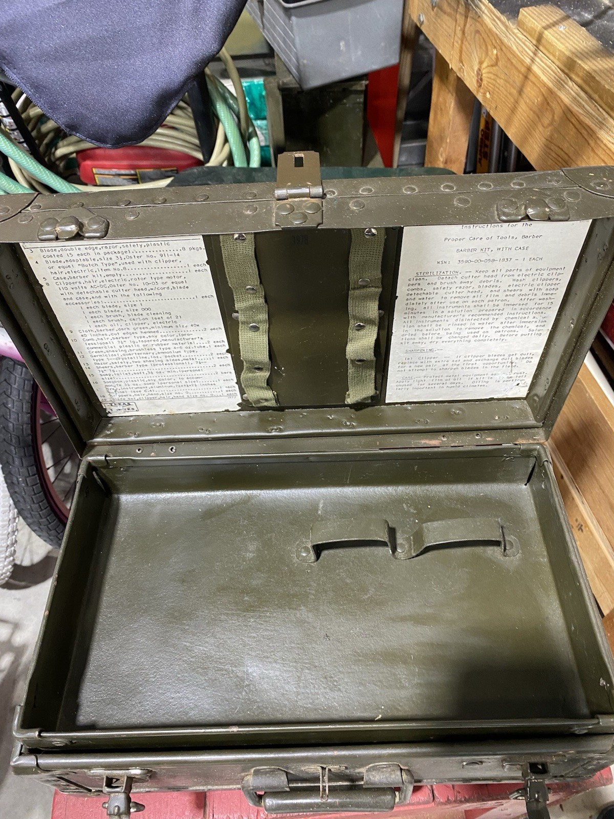 US Army Barber Kit Case NSN 3590-00-058-1837