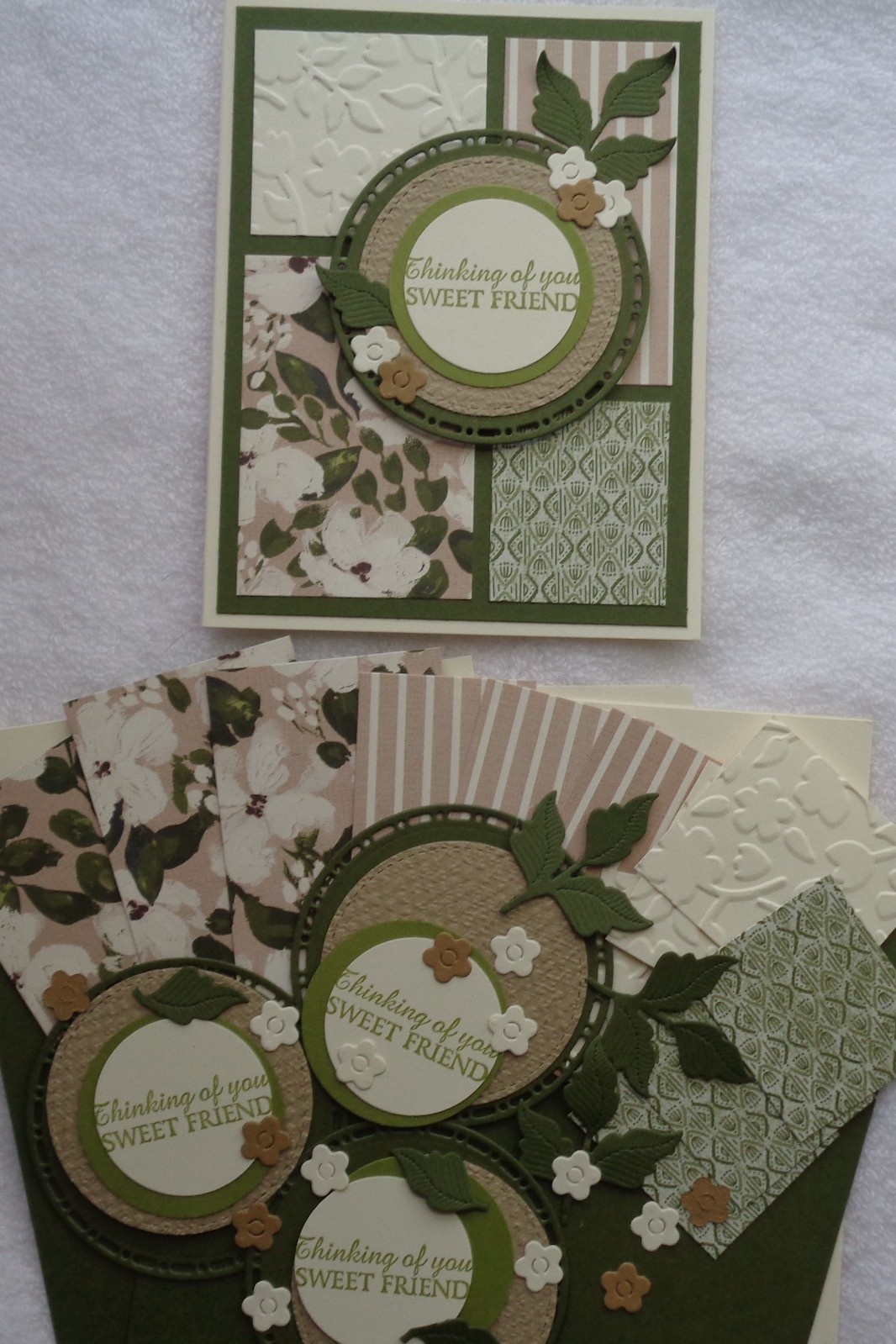 Stampin Up! Card Kit THINKING OF YOU Friend BRUSHED WITH BEAUTY DSP Lovely!