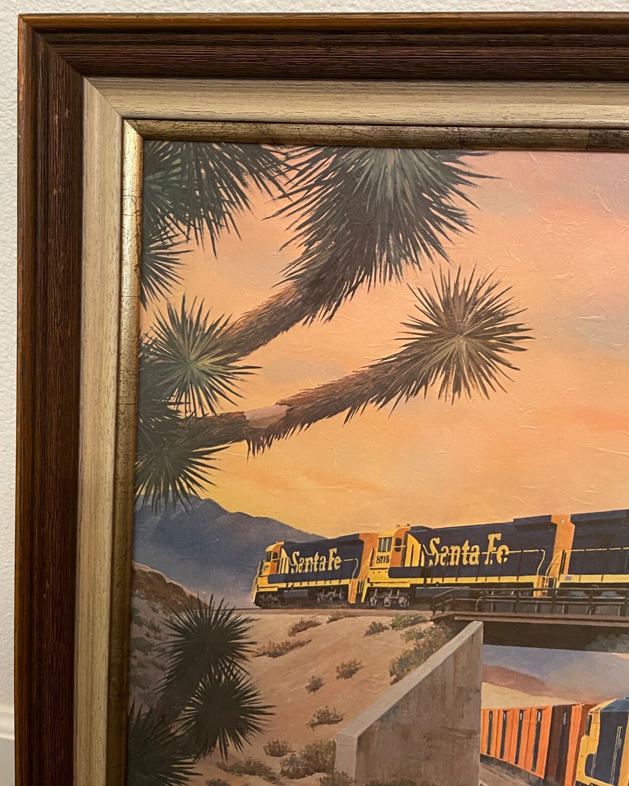 LARGE VINTAGE COMMERCIAL SANTA FE TRAINS SHIPPING OFFICE FOGG PRINT 23'" BY 35"