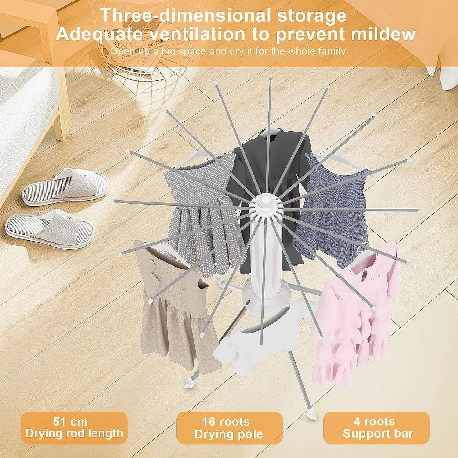 4-Legged Clothes Drying Rack Foldable, Portable Laundry Drying Rack