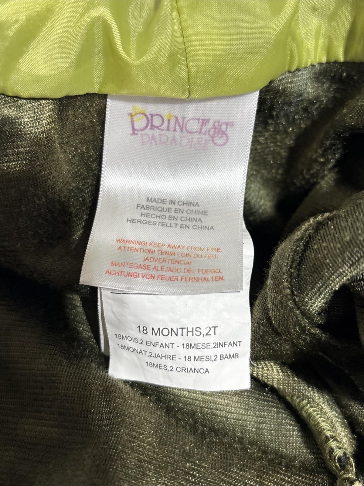 Princess Paradise Toddler dragon costume Full front zip Hood and tail 18M-2yrs.