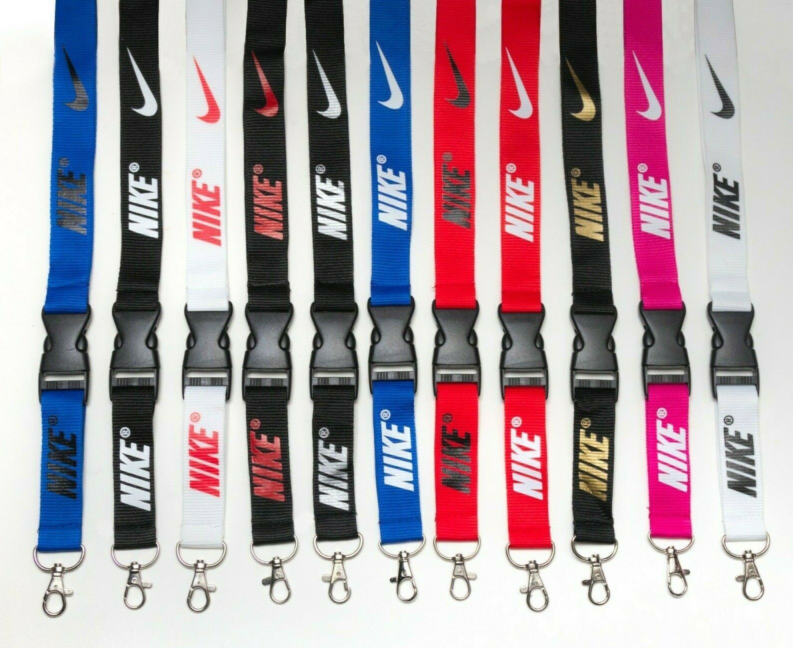 Nike 10 Pieces Set Lanyard Detachable Keychain Badge ID 10-Pack Multicolor