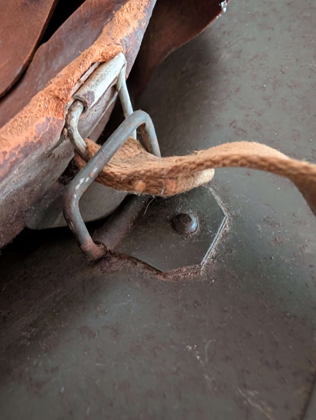 WW2 M1917A1 KELLY Helmet with Leather Liner Chin Strap Skull Pad 1930s 8C