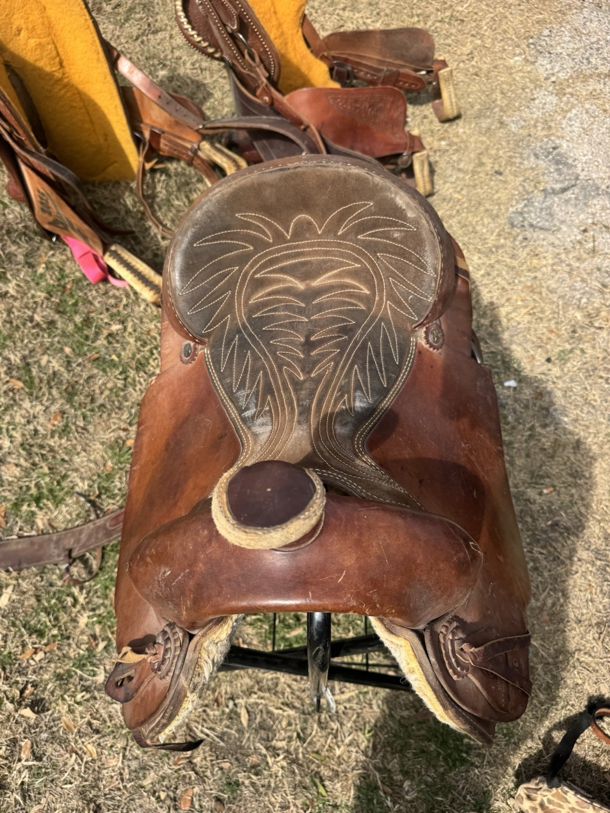 Hand Made by Doyle Horton Western Saddle Tooled Leather Collectible