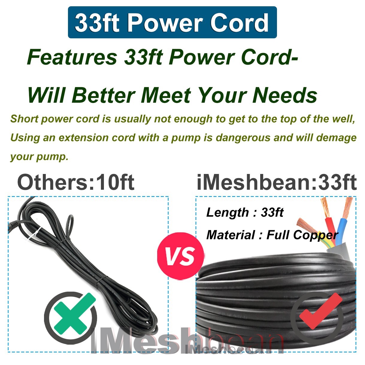 3'' Deep Well Submersible Pump, 3/4HP, 220V, 13 GPM, 247 ft MAX,60Hz,1.25in NPT