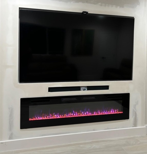 Chimenea Electrica De Calentador Empotrado Pared Remoto Ultrafino 12 Colores 50"